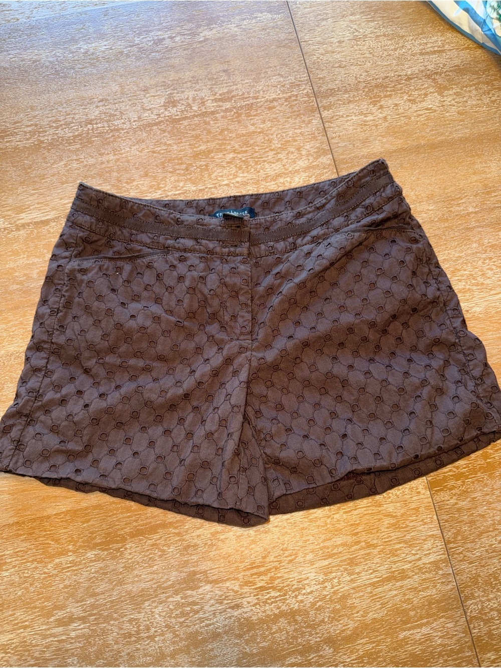 White House Black Market Brown Eyelet Bermuda Shorts